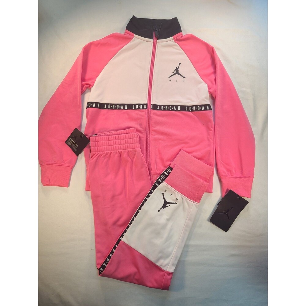 Jordan Air Girls 2-Piece Track Suit Set Pink White Jumpman Logo
